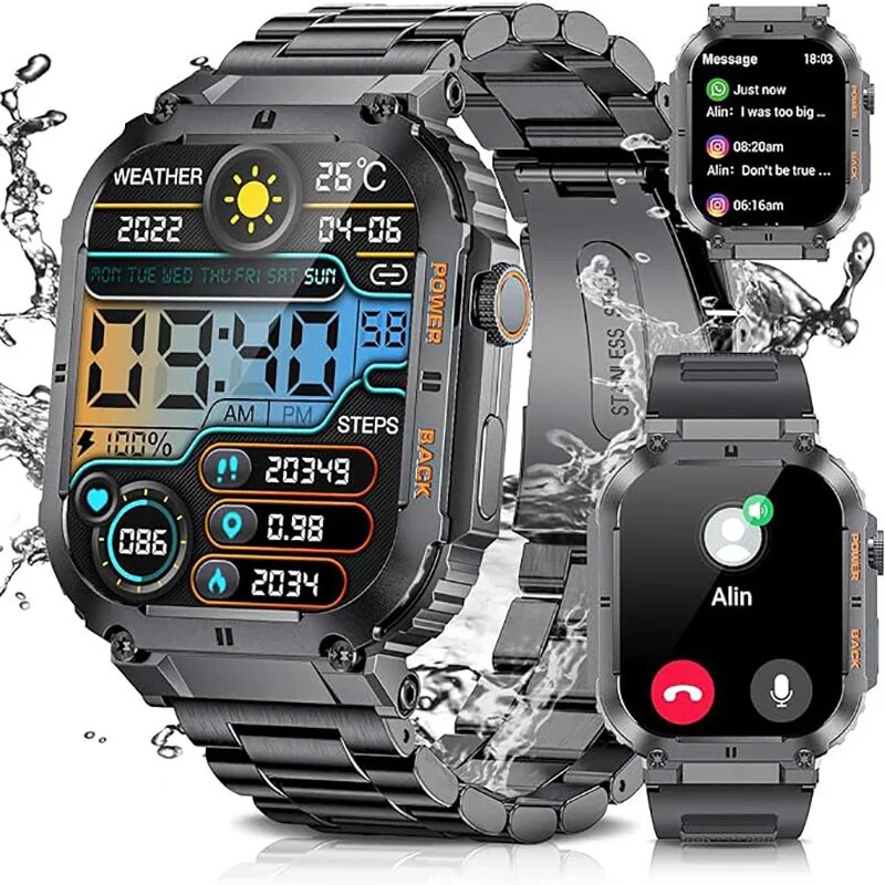 Health Wellness Bracelet - LIGE 남성용 야외 스포츠 피트니스 스마트워치,