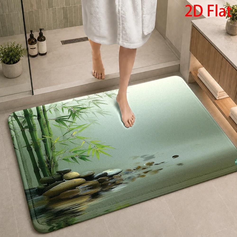 방수 욕실 매트, 대나무 자연 젠 디자인 폴리에스터 빠 - Bamboo Bath Mat 리뷰 및 가격