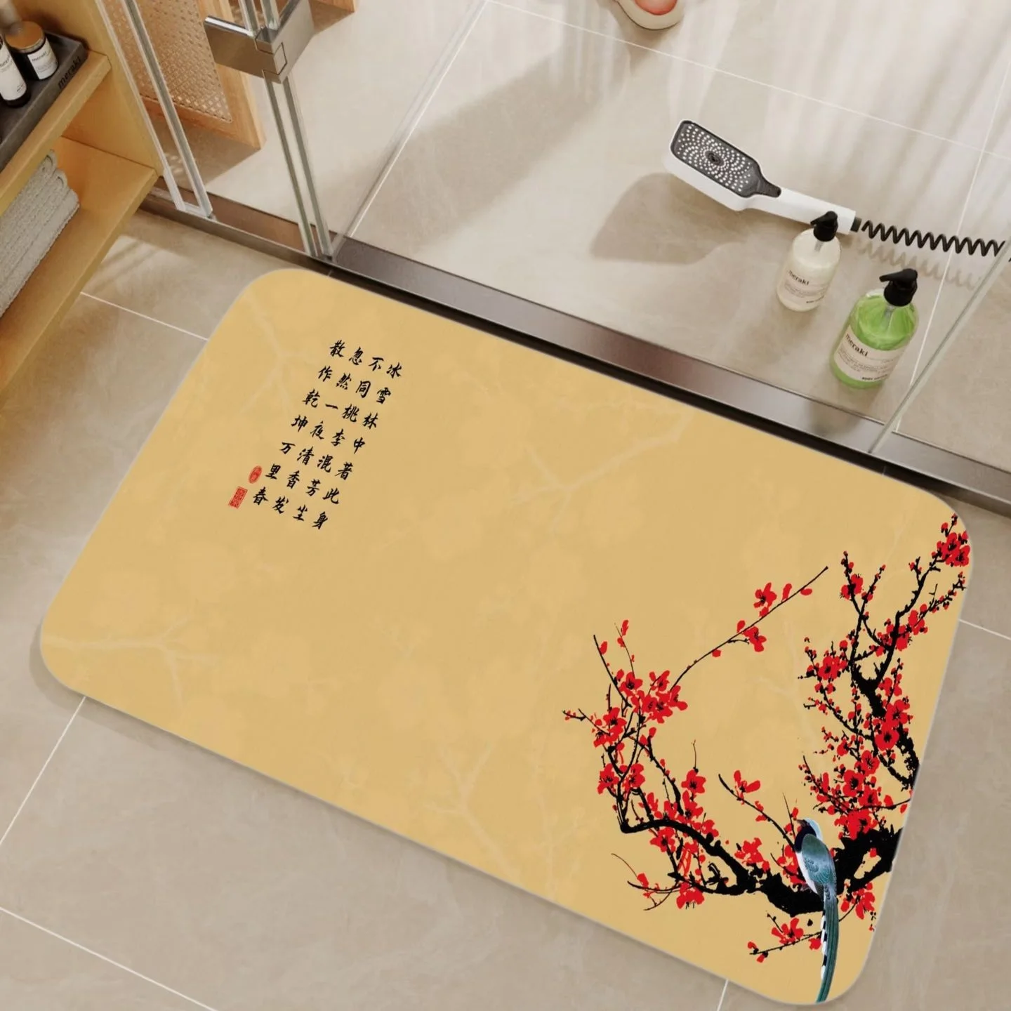 VIKAMA 대나무 및 중국 서예 문양이 새겨진 규조토 - Bamboo Bath Mat 리뷰 및 가격